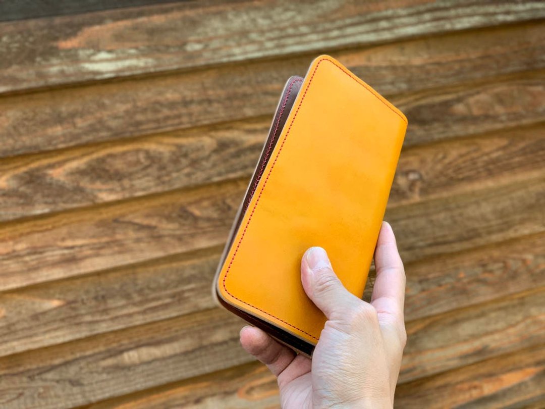 LONG Fun Outdoor Color MIX Long Flat Long Wallet Flat Slim LFW-CYBGG-R - 皮夹/钱包 - 真皮 橘色