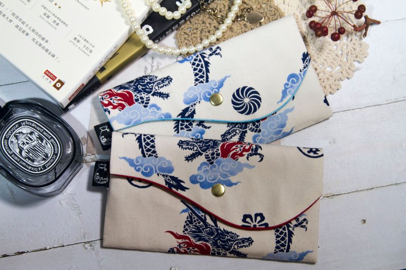 2024版【Gi LAI】10*20Cm开运红包袋/龙腾新年 - 皮夹/钱包 - 棉．麻 蓝色