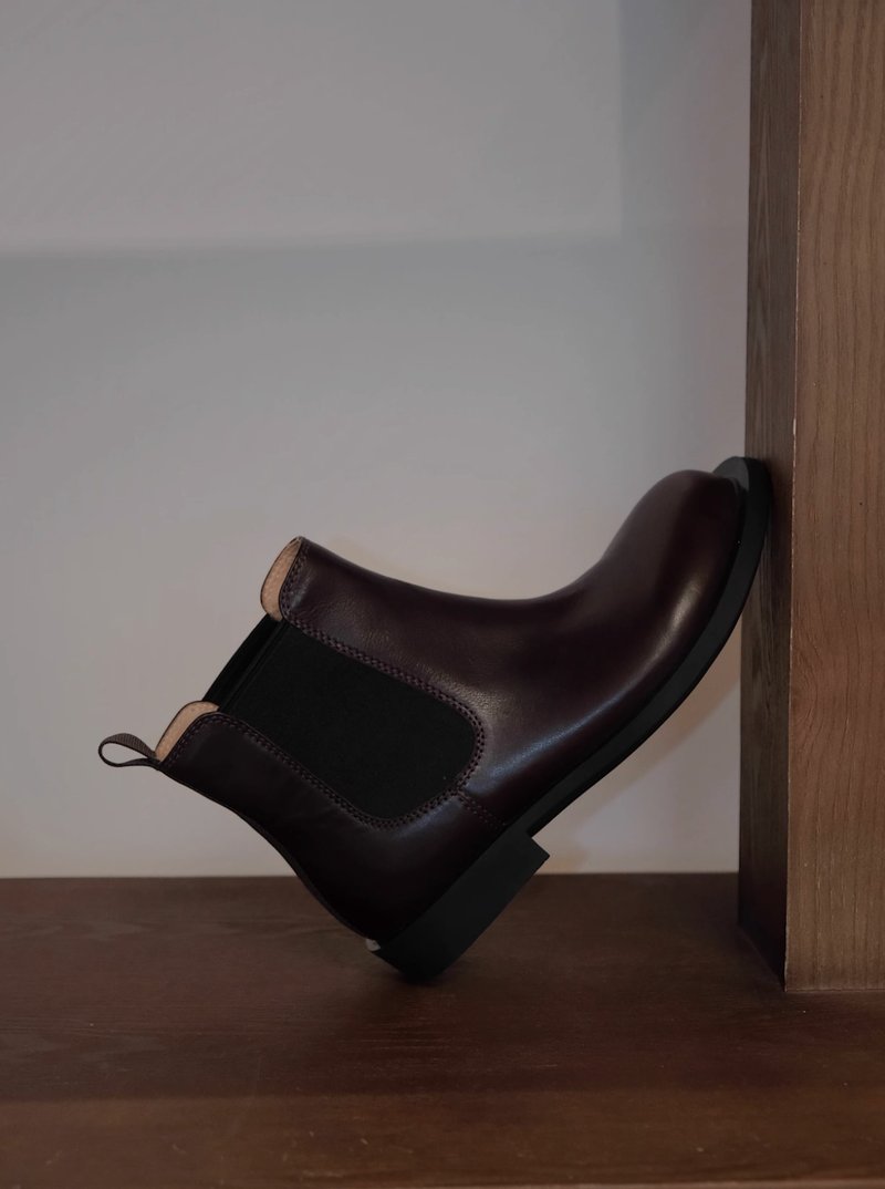 雅痞感 香蕉型切尔西短靴 手工製 - 女款短靴 - 真皮 咖啡色