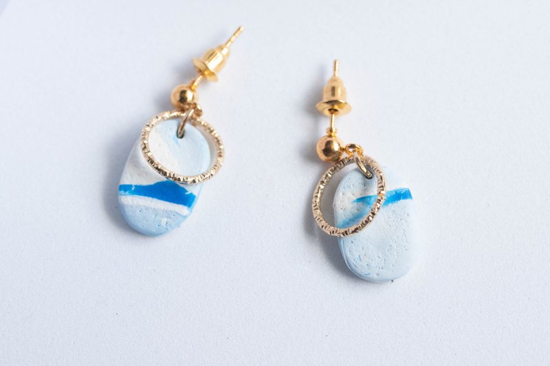 Polymer Clay Earrings  handmade | modern jewelry | simple jewelry - 耳环/耳夹 - 塑料 白色