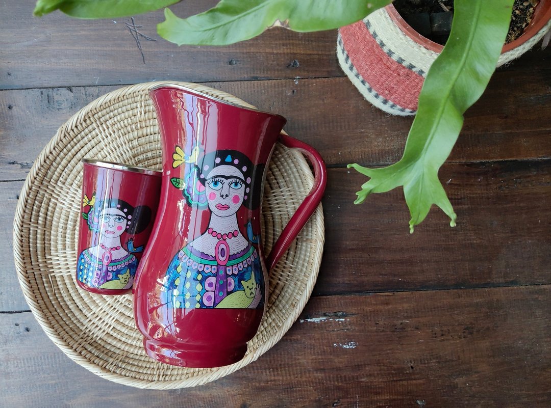 珐琅茶壶杯-Frida kahlo - 茶具/茶杯 - 不锈钢 