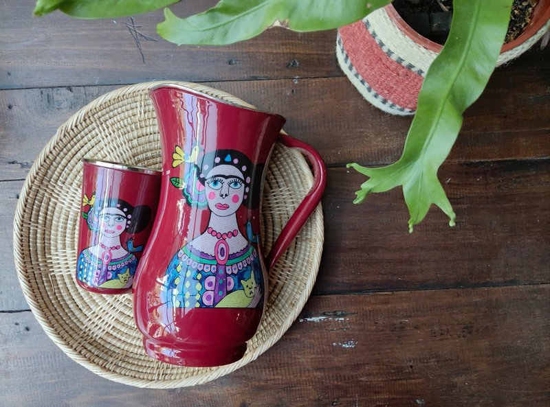 珐琅茶壶杯-Frida kahlo - 茶具/茶杯 - 不锈钢 