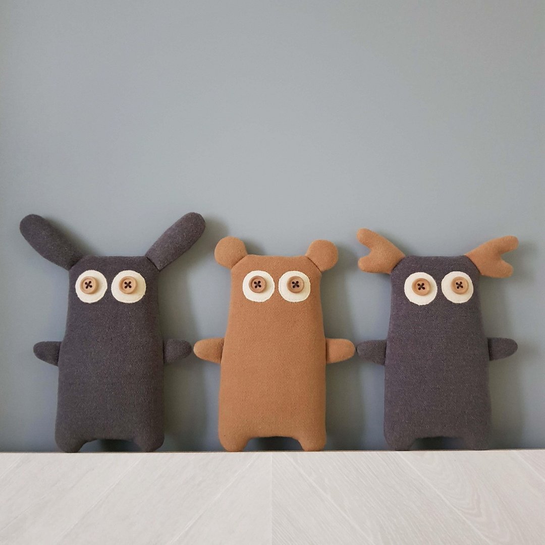 stuffed animals sewing patterns PDF Deer, Bear, Rabbit, 3 tutorials in English - 手工艺教程/工具书 - 其他材质 