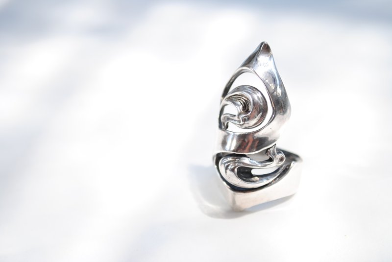Alarein /手作银饰/森林系列/五行/水源 - 戒指 - 纯银 银色