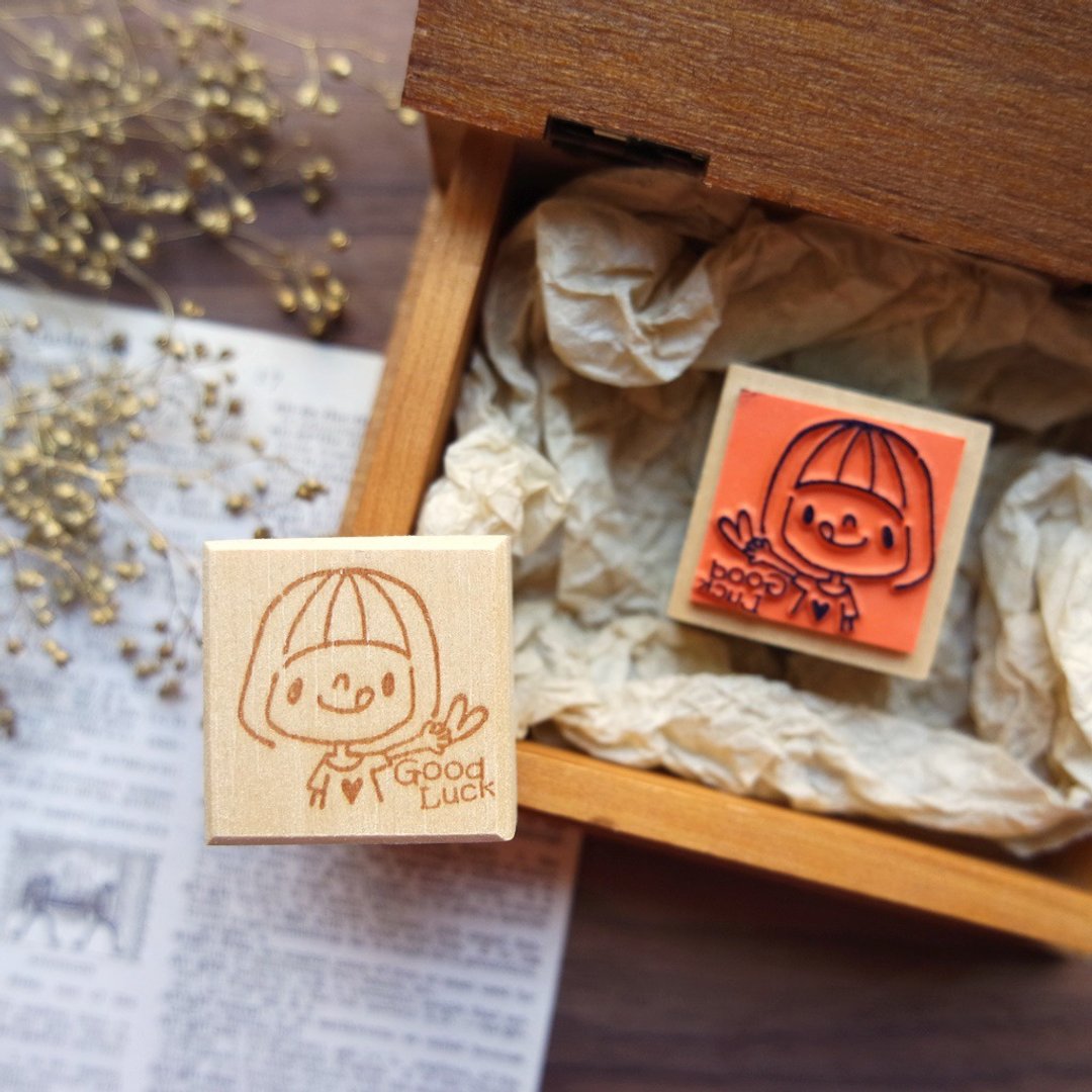 印章 / 西瓜头女孩 / good luck - 印章/印台 - 塑料 橘色