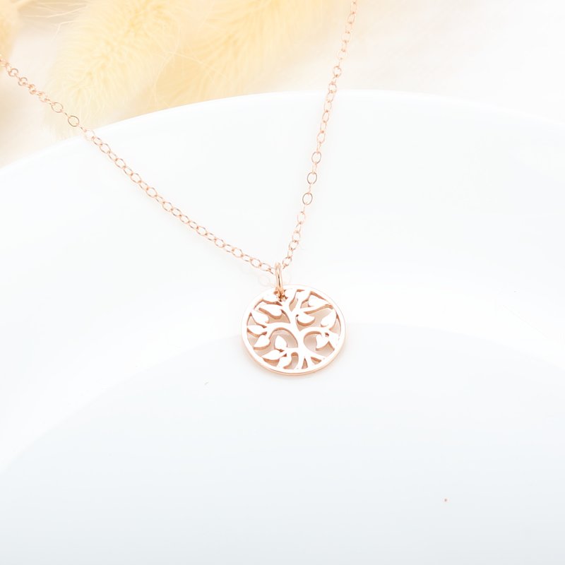 【Angel & Me】守护 生命树 s925 纯银 厚镀 18k 玫瑰金 项链 - 项链 - 纯银 金色