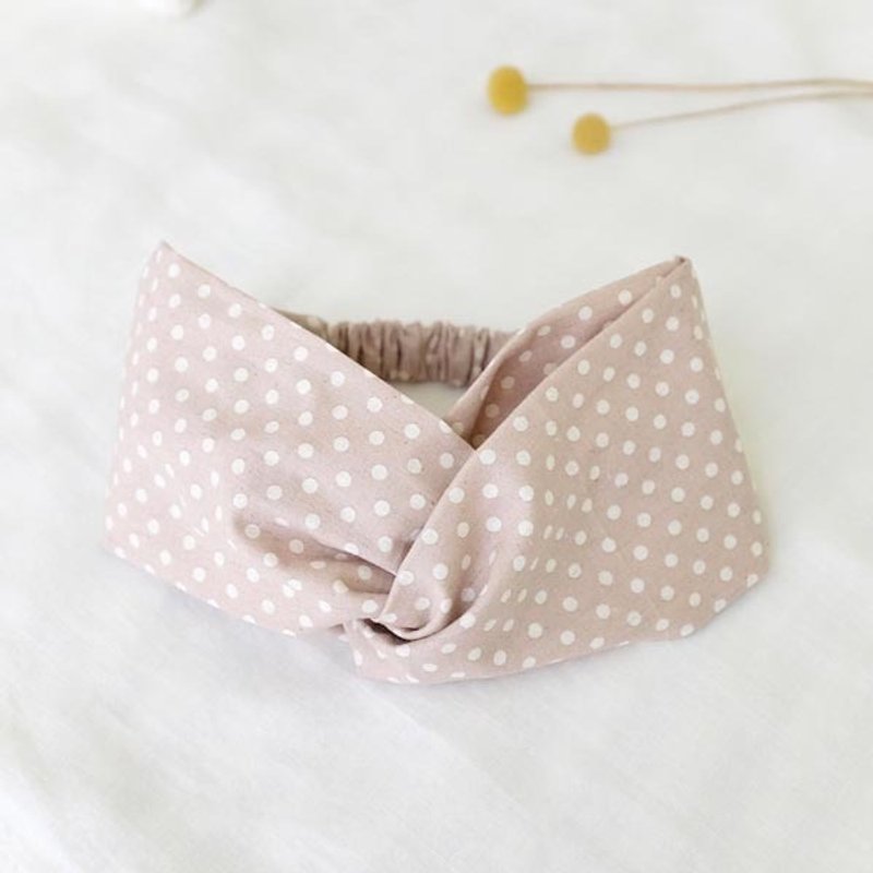 自然风宽发带。奶茶水玉 - 发饰 - 棉．麻 卡其色