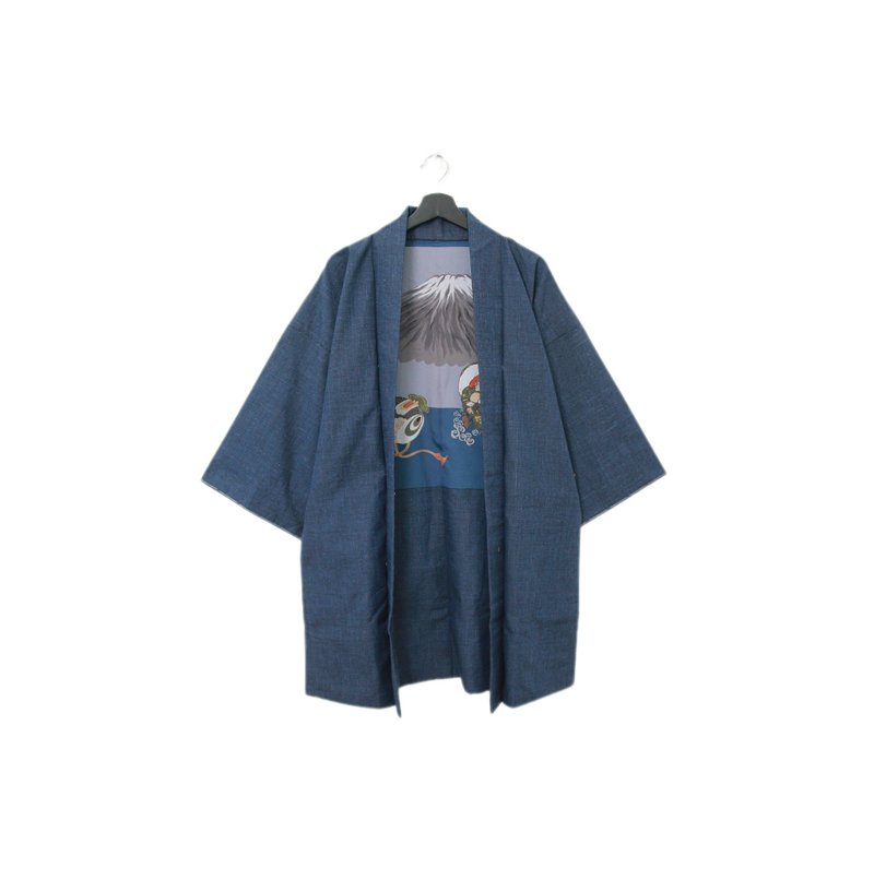 Back to Green-日本男款羽织 福禄寿 大黑天M-16/vintage kimono - 男装外套 - 丝．绢 