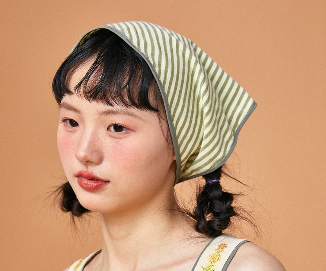 歐式復古 蓝白海军风菠萝黄色绿条纹头巾 - 帽子 - 其他材质 多色