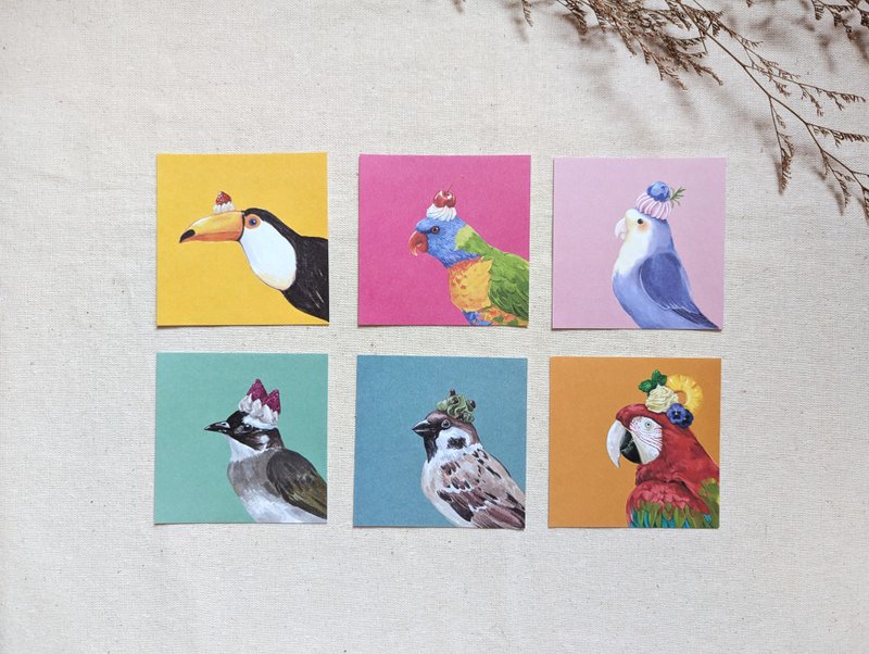 奶油鸟鸟方形小卡 - 卡片/明信片 - 纸 多色