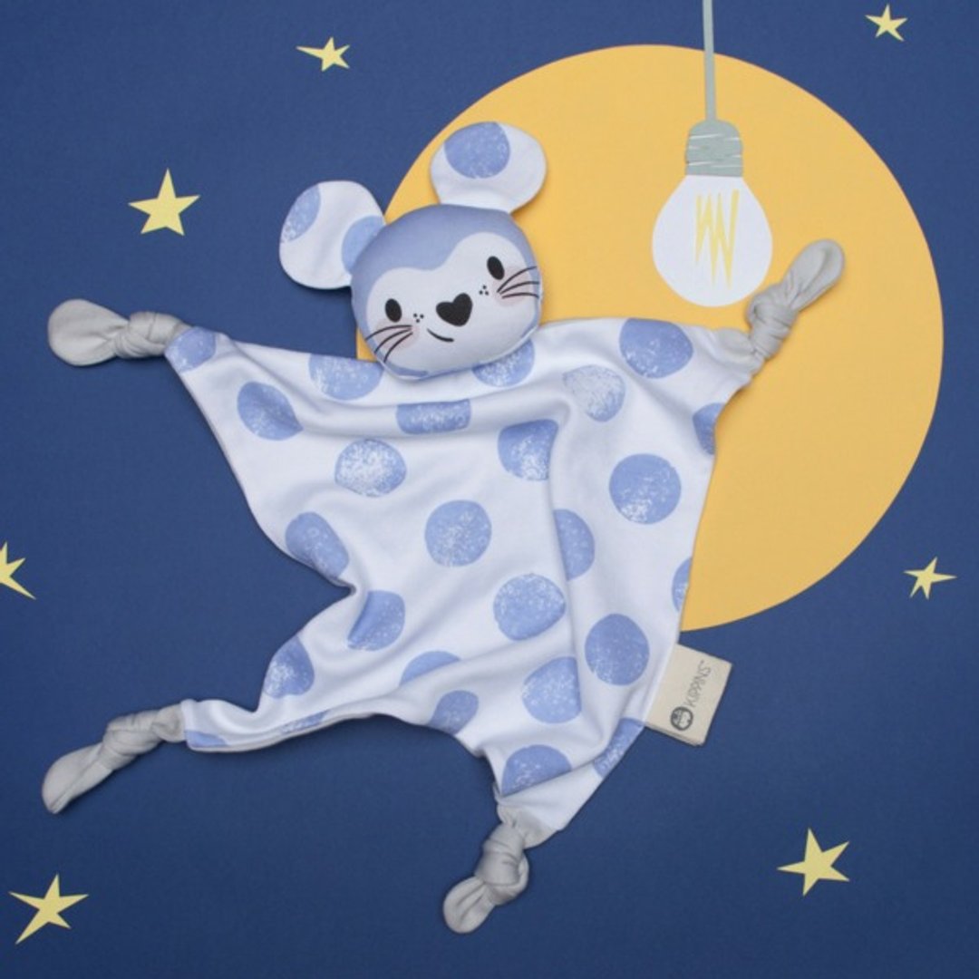 澳洲Kippins有机棉安抚巾 – 月亮小鼠 Luna Kippin - 围嘴/口水巾 - 棉 蓝色