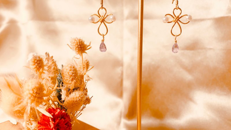 安卡之符 - 耳环/耳夹 - 半宝石 紫色