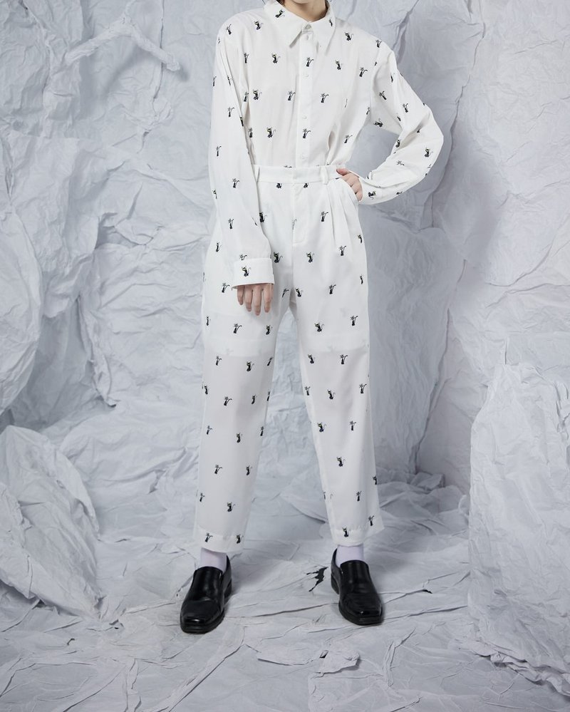 魔法阿妈联名款 西装裤 - 女装长裤 - 聚酯纤维 白色