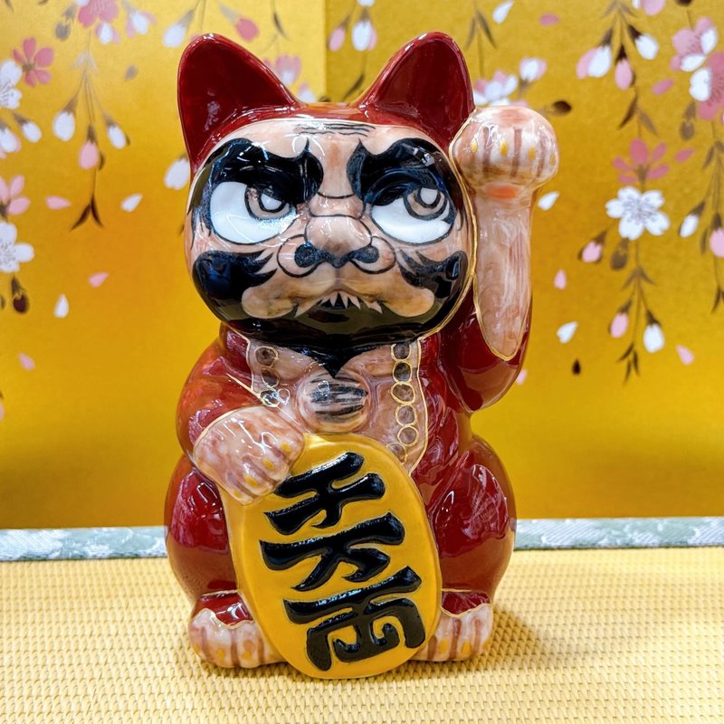 【达缘禅福】日本清水烧招财猫 | 仫绘 - 达摩大师 - 摆饰 - 瓷 红色