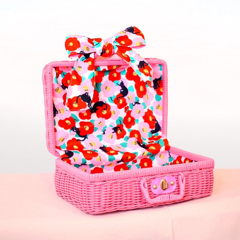 福袋乐彩野餐提篮 可水洗防泼水布 便利转锁扣 手提迷你双把编织 - 手提包/手提袋 - 防水材质 多色