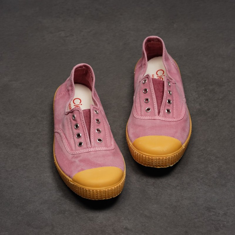 西班牙帆布鞋 CIENTA J70777 42 粉红色 黄底 洗旧布料 大人 - 女款休闲鞋 - 棉．麻 粉红色