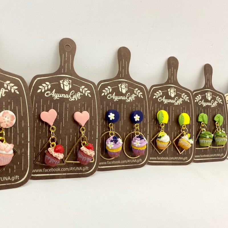 袖珍杯子蛋糕耳环套组 Miniature CupCake Earring Set - 耳环/耳夹 - 陶 多色