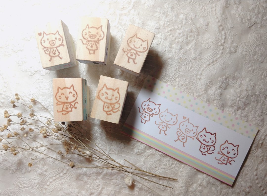 | 展示作品 | 【猫之日限定商品】微笑猫猫 手刻印章 - 印章/印台 - 木头 