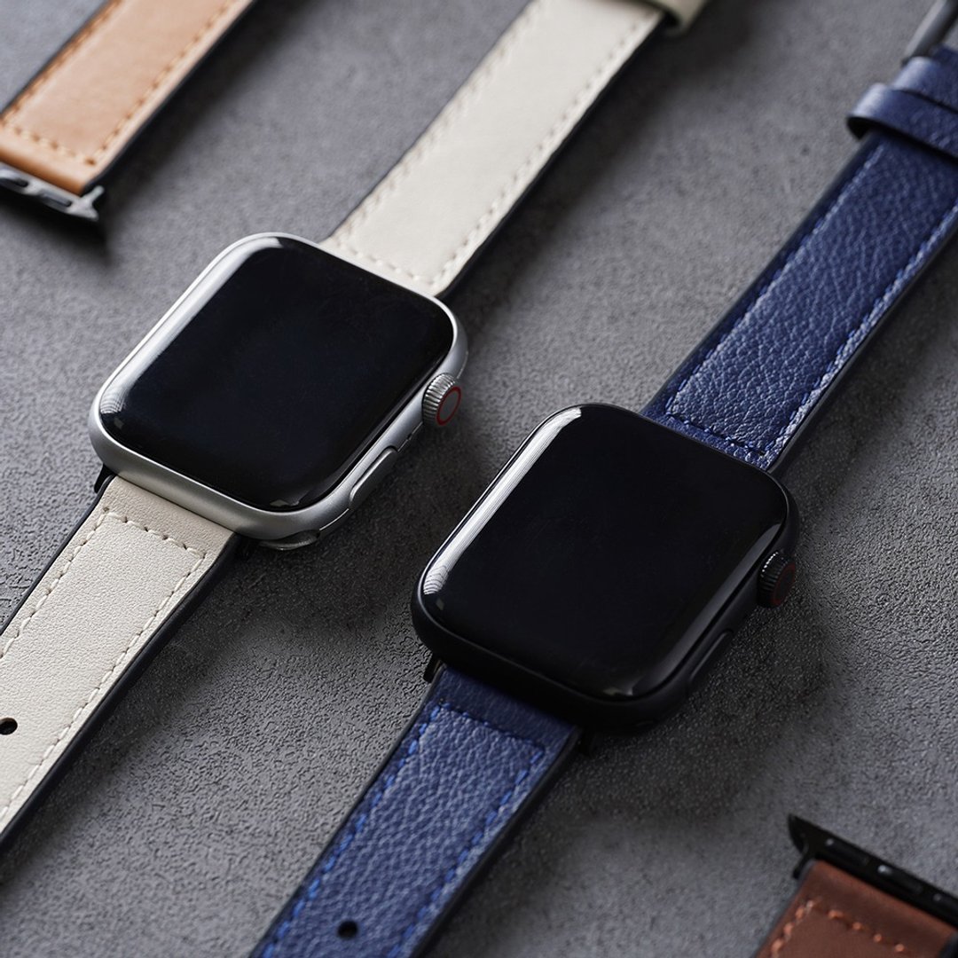 Apple watch - 包边高质感黑扣皮表带 - 表带 - 真皮 