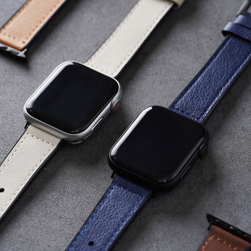 Apple watch - 包边高质感黑扣皮表带 - 表带 - 真皮 