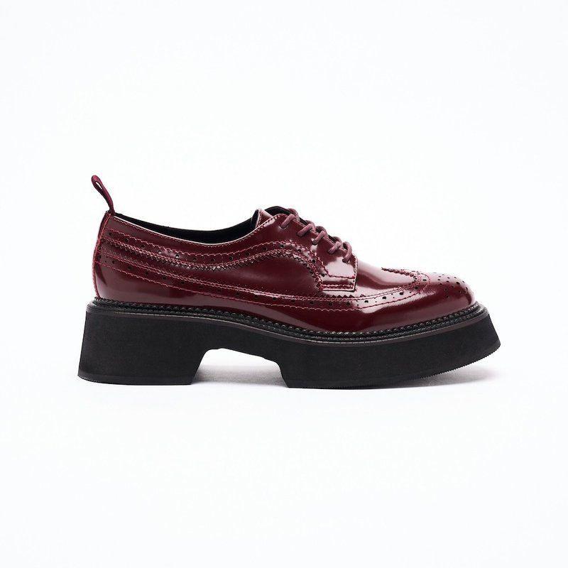 VATIC WINGTIP BROGUES SHOES POLISHED BURGUNDY 45mm厚底皮鞋 - 男款皮鞋 - 真皮 黑色
