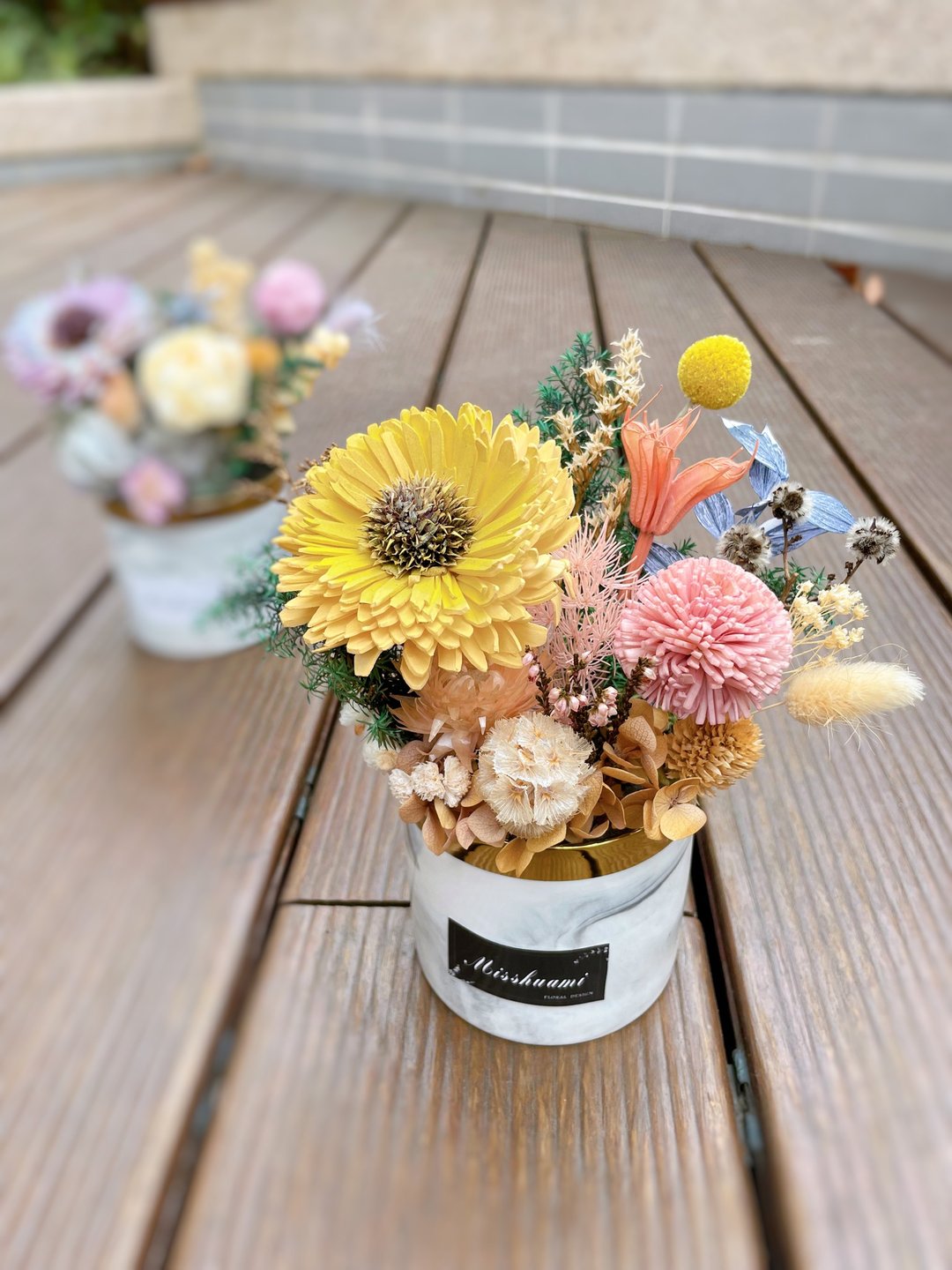 Miss。花谜 【温暖你的心】太阳花桌花 盆花 开幕花礼 乔迁 升迁 - 干燥花/捧花 - 植物．花 黄色