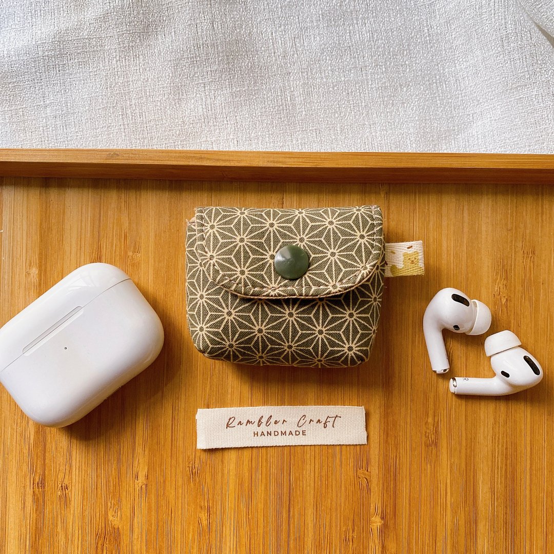 Airpods Case Airpods Pro 耳机套 耳机保护套 绿色麻叶纹款 - 耳机收纳 - 棉 