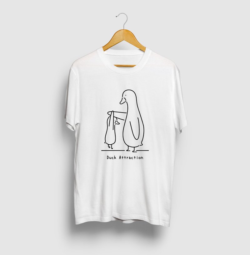 DUCK ATTRACTION Duck parent and child time illustration T-shirt - 女装 T 恤 - 棉．麻 白色