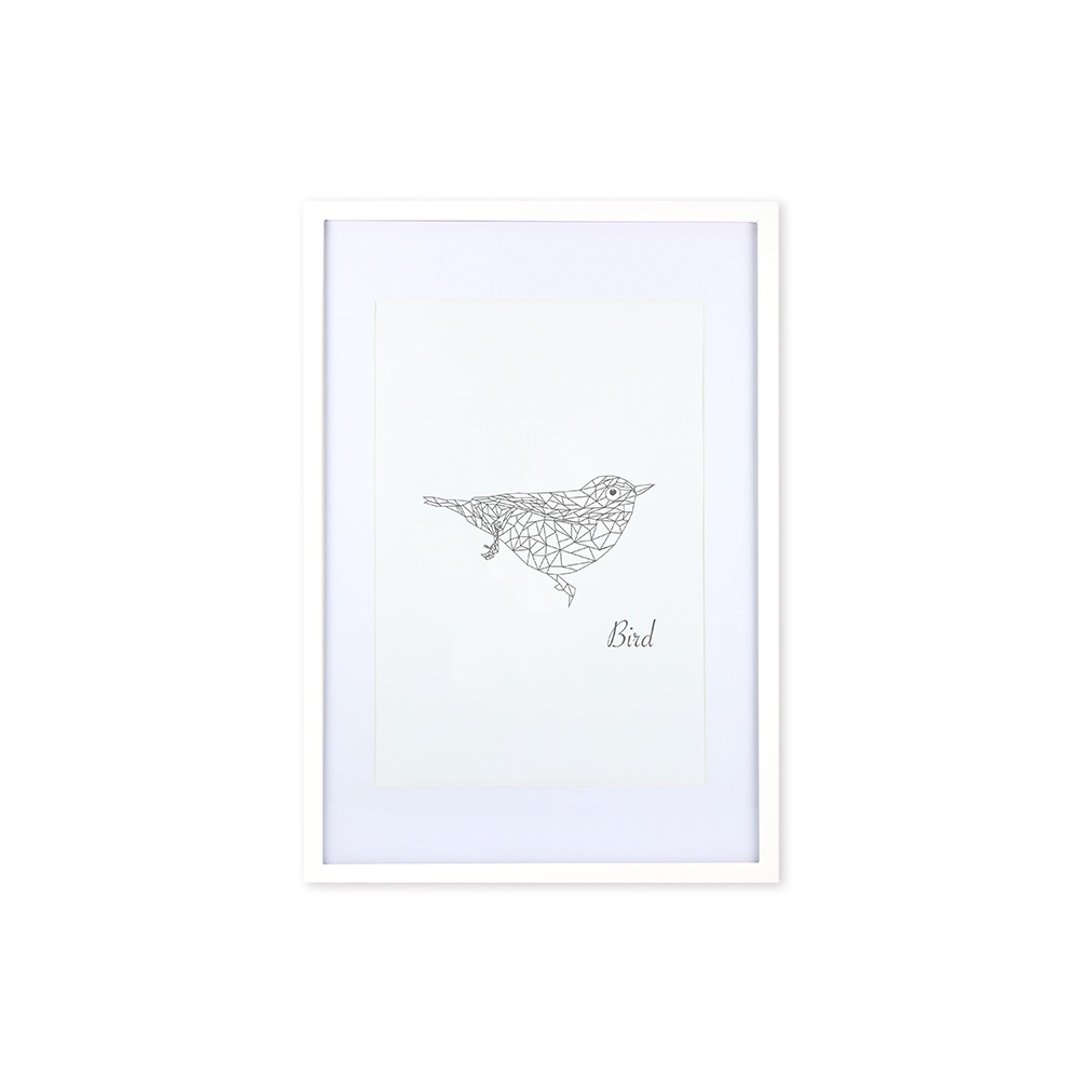 装饰画相框 动物几何线条 鸟 白色框 63x43cm 室内设计 布置 摆设 - 画框/相框 - 木头 白色