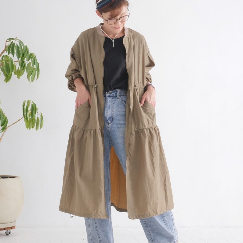 可营造大人休闲感・可调节抽绳・抽皱外套・米色・d-jk3001 - 女装休闲/机能外套 - 其他材质 卡其色
