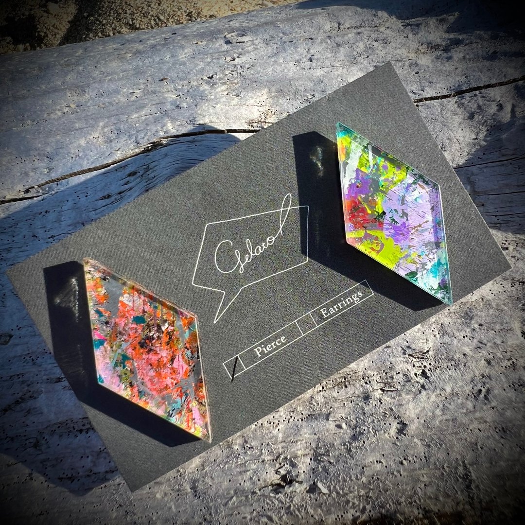 Rhombus earrings - 耳环/耳夹 - 压克力 多色