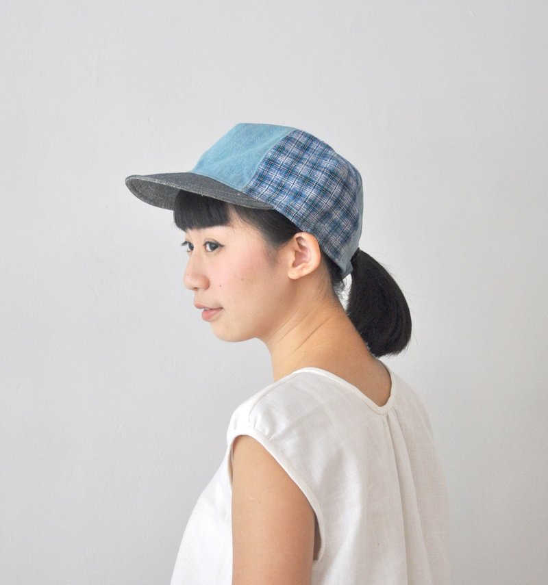 棒球帽 - 手织古布款 - 丹宁Denim、怀旧、复古、户外、休闲 - 帽子 - 棉．麻 蓝色