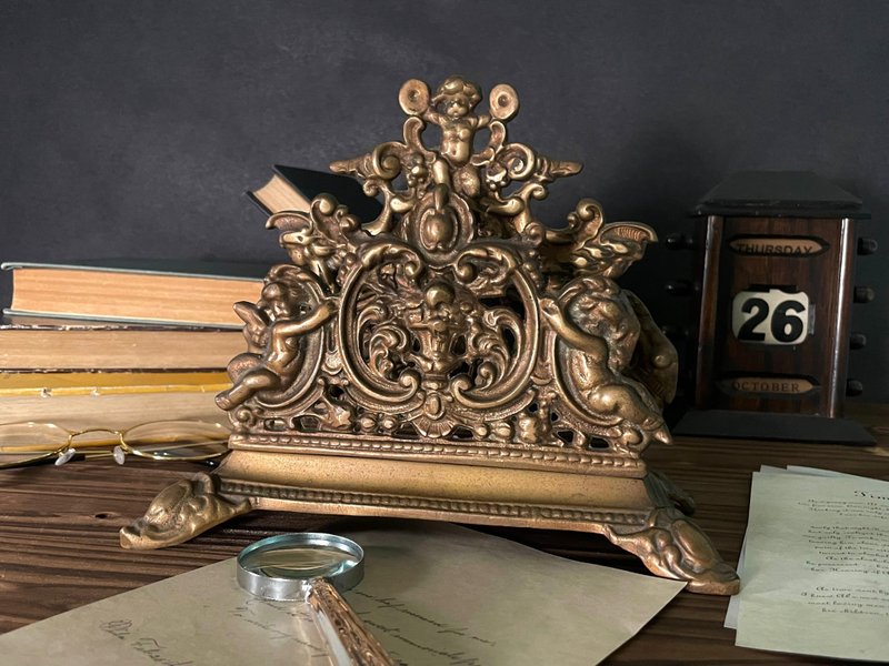 法国Art Nouveau 天使黄铜信件架 - 摆饰 - 其他材质 