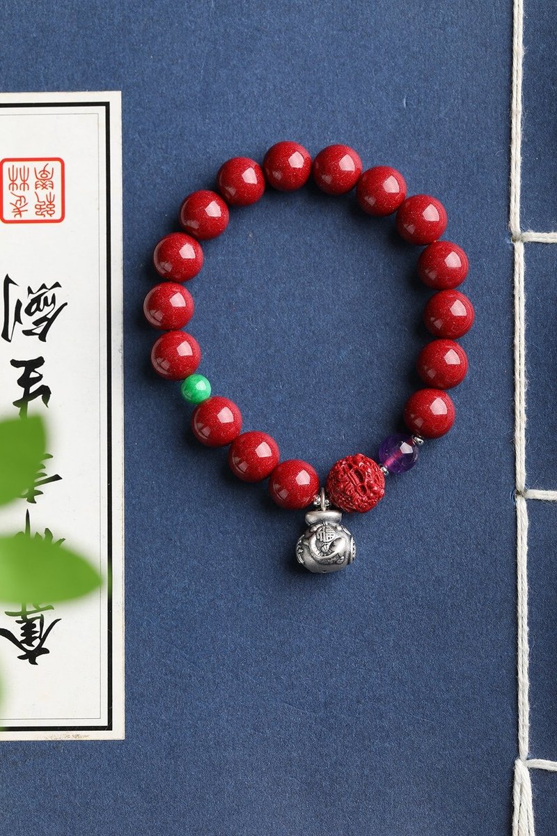 天然原矿朱砂精品紫金砂单圈手链尺寸10mm左右 含量高达95%以 - 手链/手环 - 宝石 