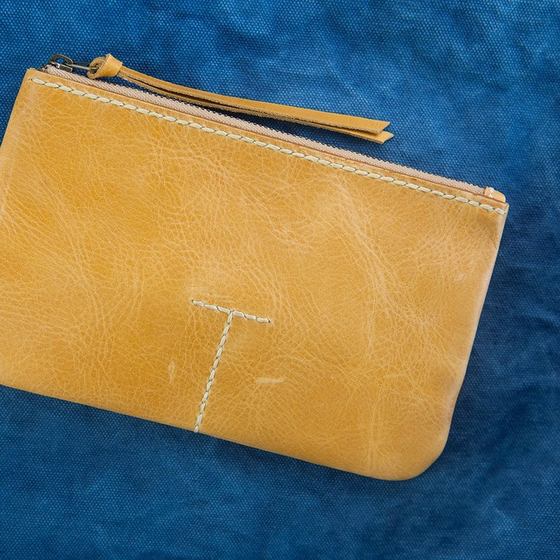 Multi-function Leather case, Pencil case, Organizer, Yellow - 铅笔盒/笔袋 - 真皮 
