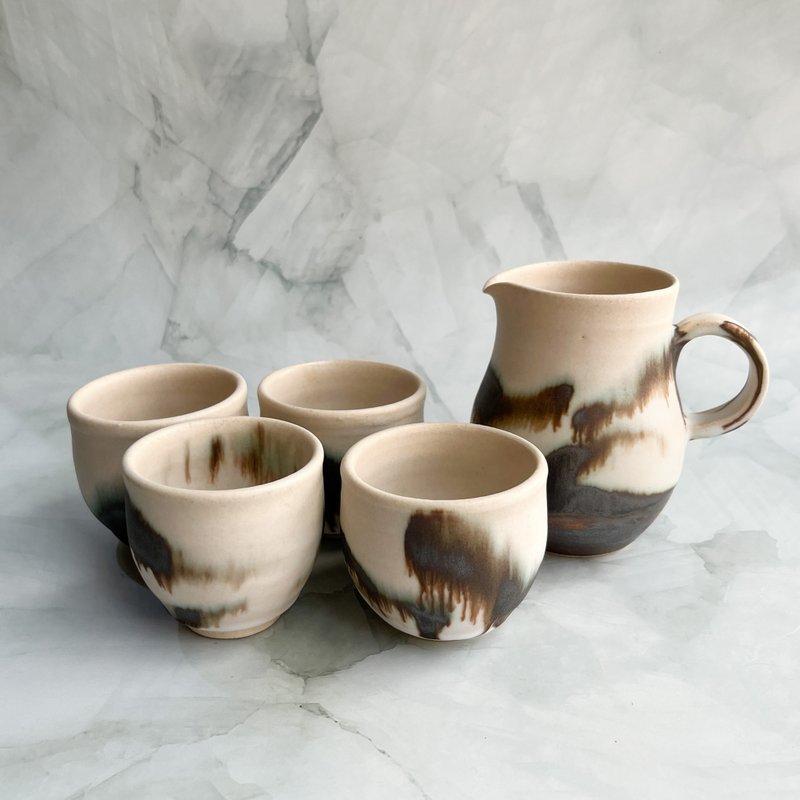 极光水墨。手工陶瓷茶具 茶杯 陶杯 酒杯 对杯 汤吞 新年礼物 - 茶具/茶杯 - 陶 多色