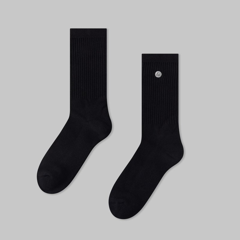 墨黑纯棉中筒袜∣高品质精梳棉∣原创袜子∣男女同款 - 袜子 - 棉．麻 