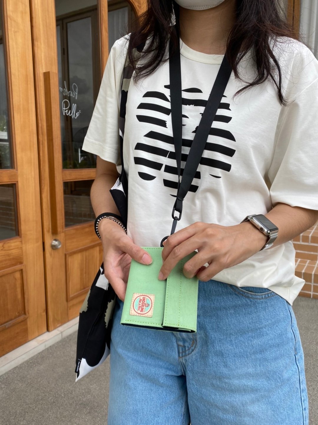 Mint Compact Wallet With Neck Strap - 皮夹/钱包 - 聚酯纤维 绿色