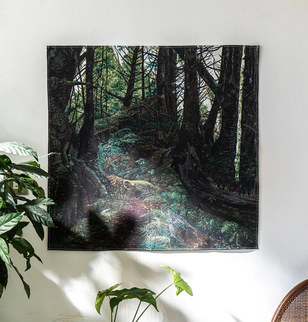 台湾山挂布 - 寂静山径 70 x 68 cm - 海报/装饰画/版画 - 棉 咖啡色