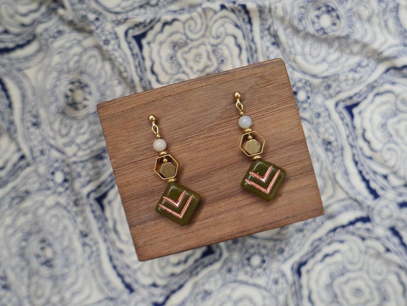 大地色系耳环 - 耳环/耳夹 - 铜/黄铜 咖啡色