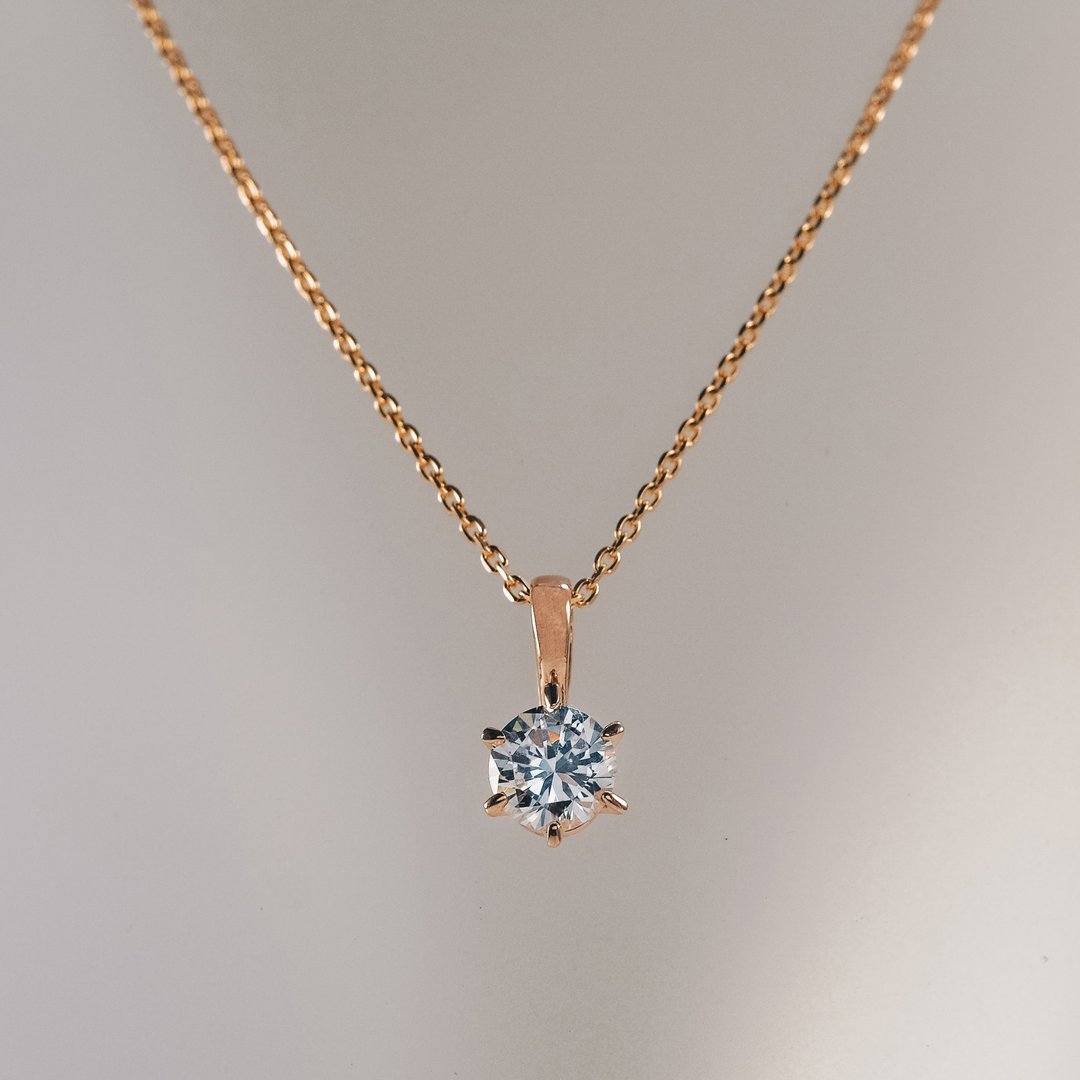 项链 Tiffany经典六爪 钻石系列 14K材质 - 颈链 - 玫瑰金 多色