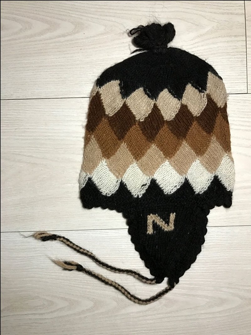 秘鲁印加风格100%羊驼毛帽-菱形 - 帽子 - 纸 多色