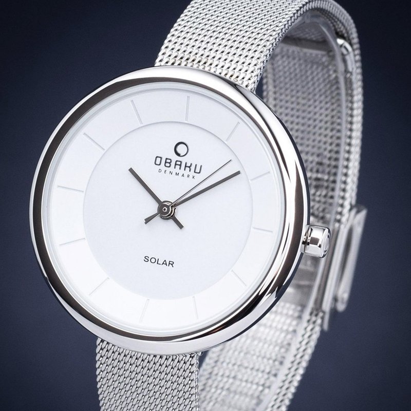 OBAKU 丹麦都会女性光动太阳能金属米兰带腕表-白钢-32mm - 女表 - 不锈钢 多色