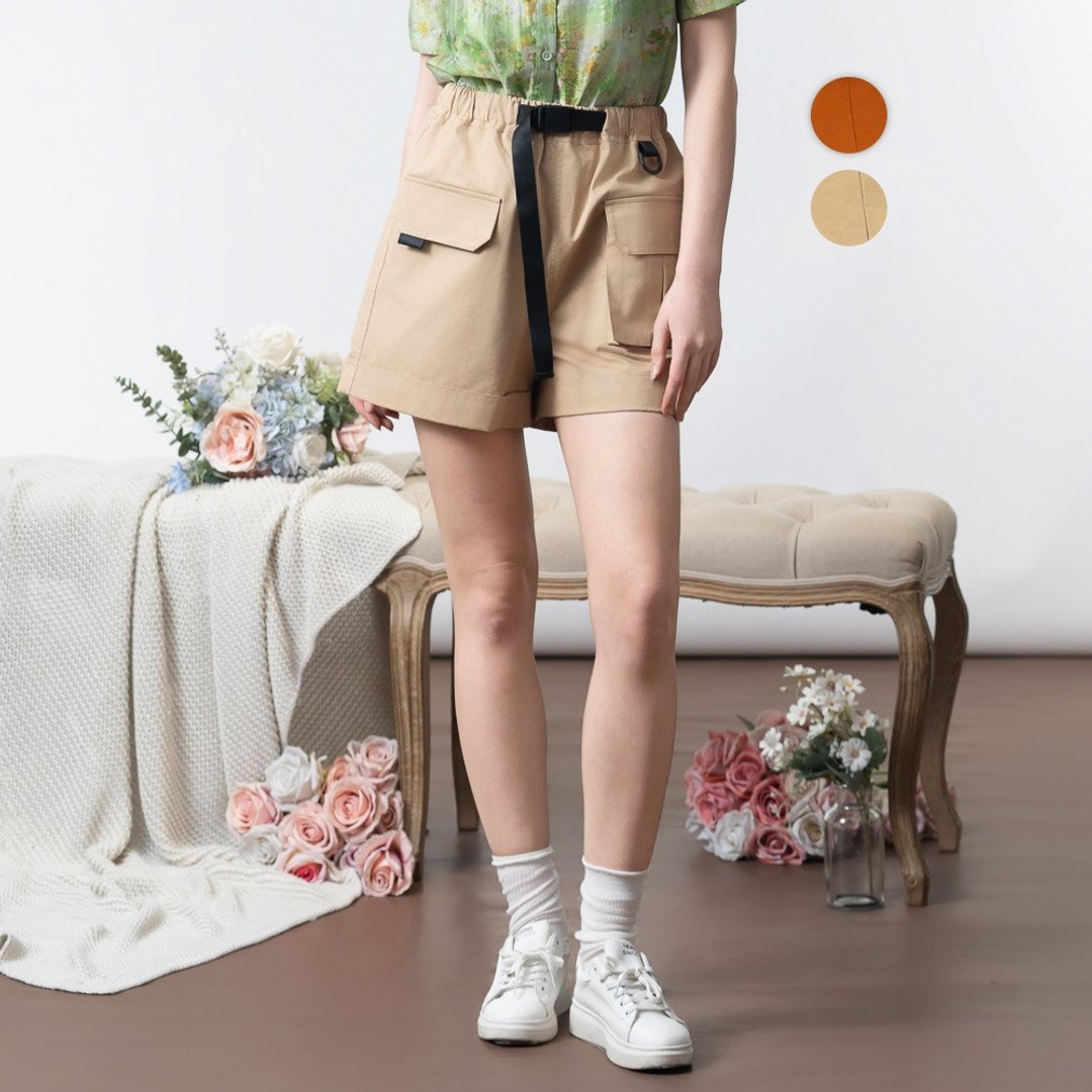 【MEDUSA】俐落挺版大口袋工装短裤 - 2色(M-XL) | 女休闲短裤 - 女装短裤 - 棉 卡其色
