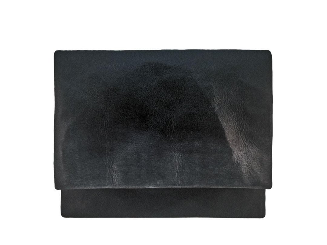 Sheep Black x Gray A4 Clutch Bag - 其他 - 真皮 黑色
