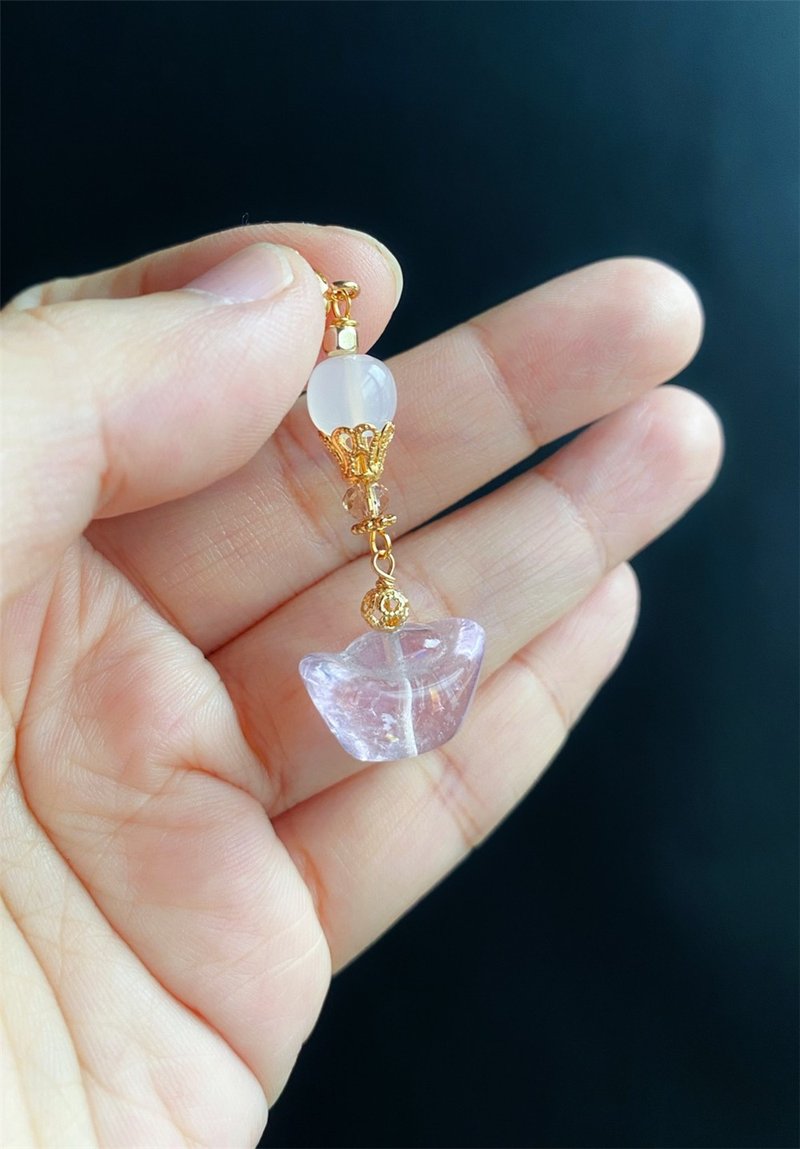 白玉随 薰衣草紫水晶 元宝 水晶 招财 招人缘 随意扣 礼物 - 吊饰 - 水晶 紫色