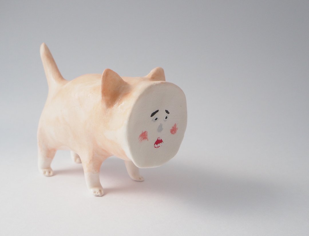 FLAT CAT  (Baby face) - 玩偶/公仔 - 粘土 