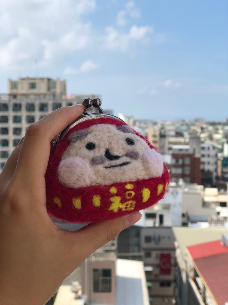 不倒翁福神 羊毛毡 零钱包 - 零钱包 - 羊毛 红色