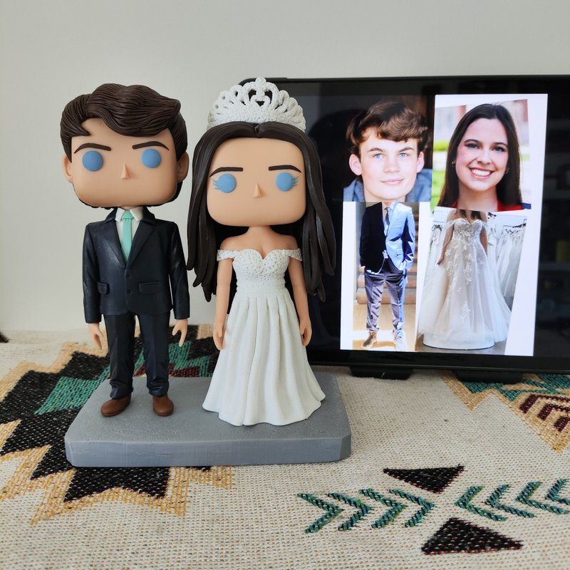 纯手工定制美国Funko Pop 自画像公仔情侣父母夫妻结婚周年礼物 - 玩偶/公仔 - 粘土 多色