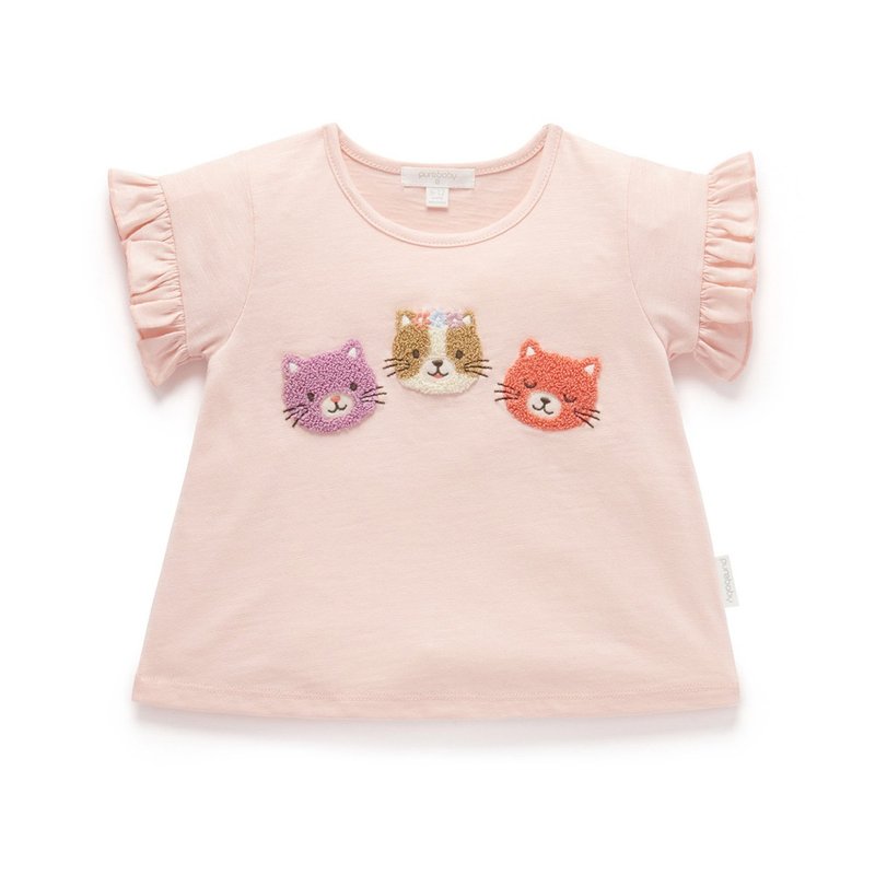 澳洲Purebaby有机棉女童装上衣12M-4T 粉红猫咪 - 童装上衣 - 棉 